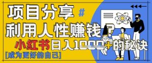 小红书的日入1k ？揭密人的本性判断力，新手3min入门，关注点赞爆满！-中创网_专注互联网创业,项目资源整合-心诚资源网