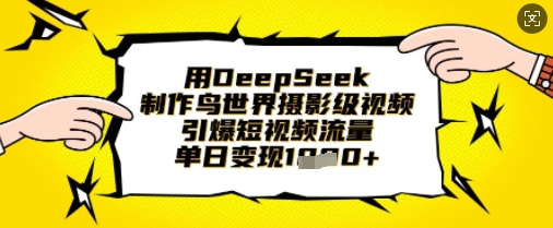 用DeepSeek制作鸟世界摄影级视频，引爆短视频流量，单日变现1k-中创网_专注互联网创业,项目资源整合-心诚资源网