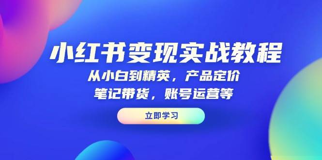 小红书变现实战教程：从小白到精英，产品定价，笔记带货，账号运营等-中创网_专注互联网创业,项目资源整合-心诚资源网
