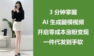 3min把握AI形成腿模视频，打开零成本增粉转现，一件代发到手软-中创网_专注互联网创业,项目资源整合-心诚资源网