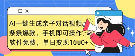 AI一键生成亲子对话短视频，一条条爆品，一部手机即可操作，单日转现多张-中创网_专注互联网创业,项目资源整合-心诚资源网