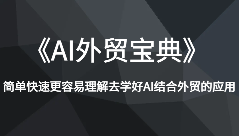 《AI外贸宝典》简单快速更容易理解去学好AI结合外贸的应用-中创网_专注互联网创业,项目资源整合-心诚资源网