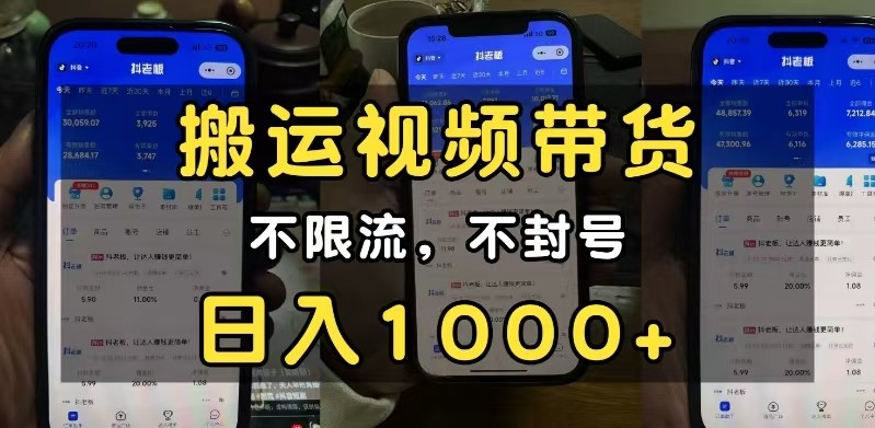 小白必看搬运视频带货玩法，不限流，不封号，纯自然流，日入1000+-中创网_专注互联网创业,项目资源整合-心诚资源网