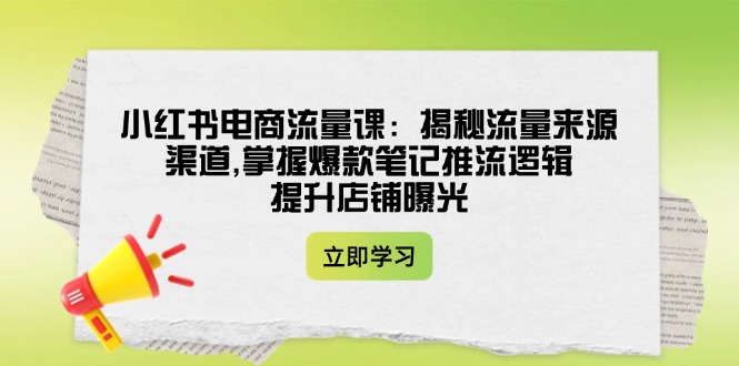 （14318期）小红书电商总流量课：揭密流量渠道方式,把握爆品手记拉流逻辑性,提升店铺曝出-中创网_专注互联网创业,项目资源整合-心诚资源网