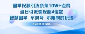 国学视频引流管条10W 关注点赞当日引流变现超4个数-中创网_专注互联网创业,项目资源整合-心诚资源网