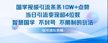 国学视频引流管条10W 关注点赞当日引流变现超4个数-中创网_专注互联网创业,项目资源整合-心诚资源网