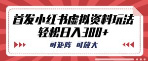 首发小红书虚拟资料玩法,可矩阵,可放大,轻松日入3张-中创网_专注互联网创业,项目资源整合-心诚资源网