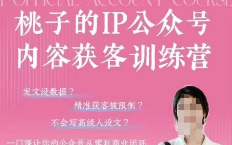 桃IP公众号文章拓客夏令营(第3期)，一门使你微信公众号从0到商业闭环课程内容-中创网_专注互联网创业,项目资源整合-心诚资源网