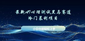AI心理测试新玩法,长期稳定黑马赛道,小白也能月入过W-中创网_专注互联网创业,项目资源整合-心诚资源网