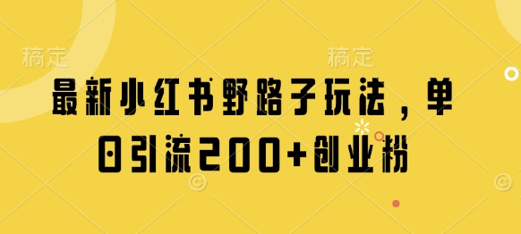 全新小红书的歪门邪道游戏玩法，单日引流方法200 自主创业粉-中创网_专注互联网创业,项目资源整合-心诚资源网