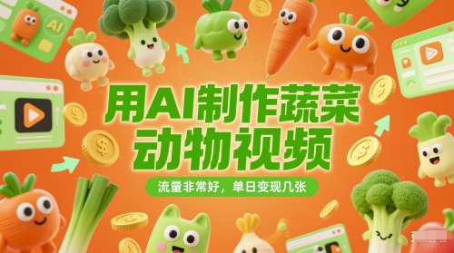 用AI制做蔬菜水果动物视频，总流量很好，单日转现多张-中创网_专注互联网创业,项目资源整合-心诚资源网