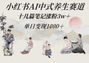 小红书的AI新中式健康养生跑道,十几篇手记增粉3w ,单日转现好几张-中创网_专注互联网创业,项目资源整合-心诚资源网