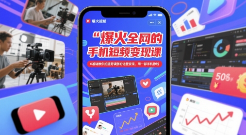 爆红全网手机上短视频变现课，0基本教大家拍摄剪辑增粉经营转现，用一部手机赚钱-中创网_专注互联网创业,项目资源整合-心诚资源网