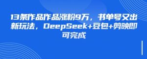 13条作品作品涨粉9W，书单号又出新玩法，DeepSeek+豆包+剪映即可完成-中创网_专注互联网创业,项目资源整合-心诚资源网