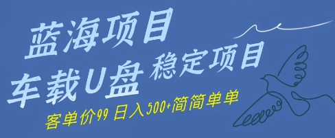 蓝海项目车载式U盘平稳新项目，赚的便是信息不对称，客单量99，日入多张很简单-中创网_专注互联网创业,项目资源整合-心诚资源网
