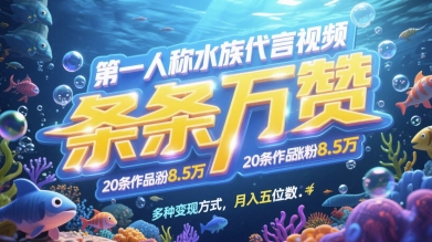 第一人称水族用品品牌代言短视频，一条条万赞，20条著作增粉7.8W，多种多样变现模式月入五位数-中创网_专注互联网创业,项目资源整合-心诚资源网