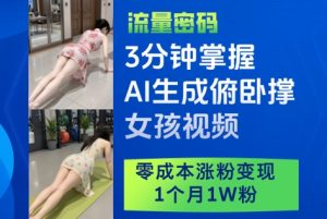 3分钟掌握AI生成俯卧撑女孩视频，零成本涨粉变现，1个月1W粉-中创网_专注互联网创业,项目资源整合-心诚资源网