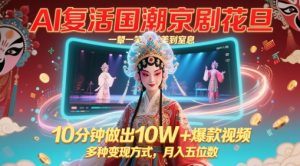 AI复生国潮品牌京剧花旦，一颦一笑美到窒息，10min作出10W 爆款短视频，多种多样变现模式，月入五位数-中创网_专注互联网创业,项目资源整合-心诚资源网