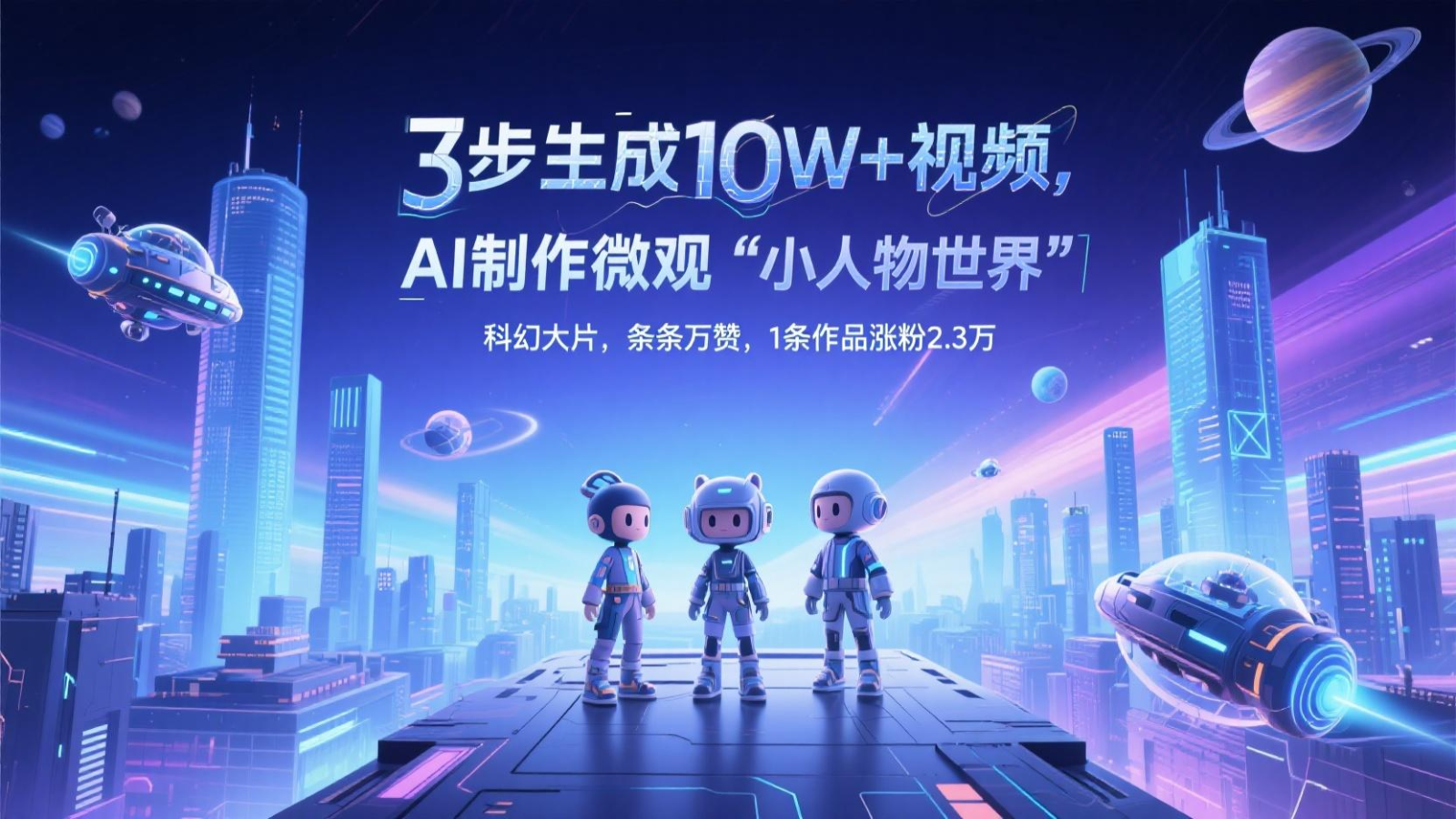 三步形成10W 短视频，AI制做外部经济“平凡人全球”科幻片，一条条万赞，1条著作增粉2.3万-中创网_专注互联网创业,项目资源整合-心诚资源网
