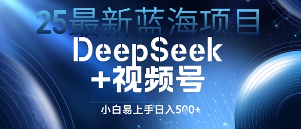 25全新蓝海项目DeepSeek 微信视频号，新手上手快日入多张-中创网_专注互联网创业,项目资源整合-心诚资源网