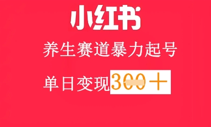 小红书的健康养生跑道，暴力行为养号，轻轻松松日入3张-中创网_专注互联网创业,项目资源整合-心诚资源网