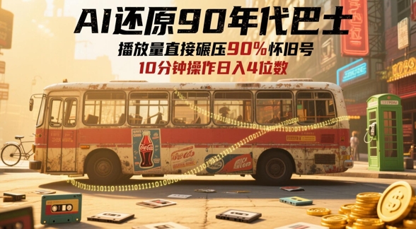 AI复原90时代大巴，一帧就要70后泪奔，播放率立即辗压90%复古号，每日实际操作十分钟，日入四位数-中创网_专注互联网创业,项目资源整合-心诚资源网