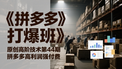 《拼多多打爆班》原创设计高级技术性第44期，拼多多平台高收益强付钱-中创网_专注互联网创业,项目资源整合-心诚资源网