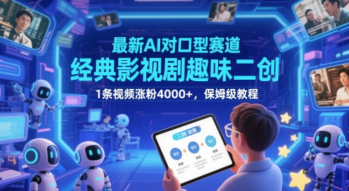 全新AI配声跑道，经典影视作品趣味性二创，1条短视频增粉4000 ，家庭保姆级实例教程-中创网_专注互联网创业,项目资源整合-心诚资源网