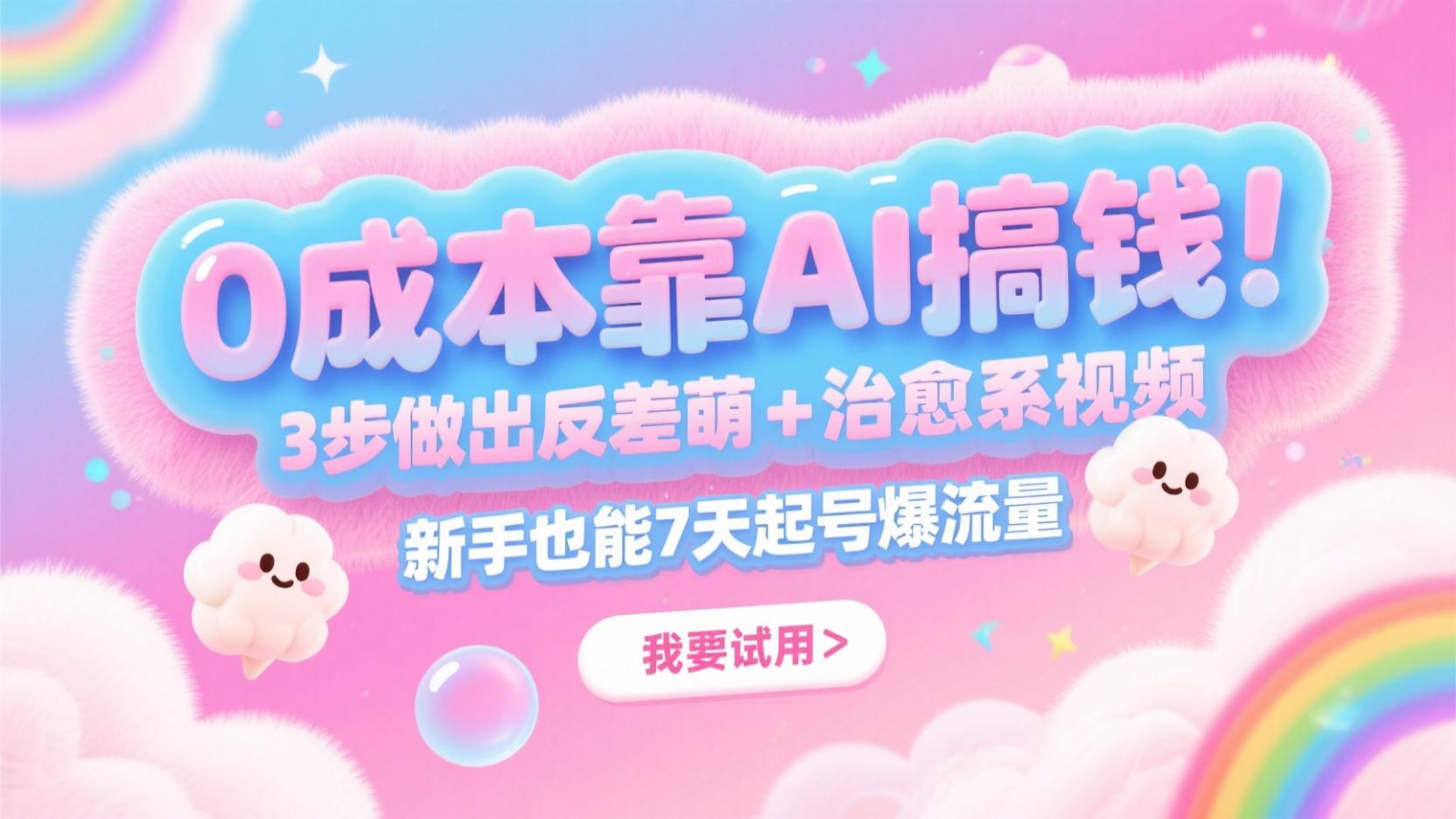 0成本费靠AI弄钱！3步作出反差 治愈系动漫短视频，初学者也可以7天养号爆总流量，月入5个数-中创网_专注互联网创业,项目资源整合-心诚资源网