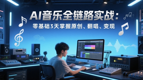 AI歌曲全链路营销实战演练转现课：零基础3天把握原创设计、翻唱歌曲、转现-中创网_专注互联网创业,项目资源整合-心诚资源网