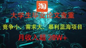 在校大学生论文查重，爆利蓝海项目，月收益过1W-中创网_专注互联网创业,项目资源整合-心诚资源网