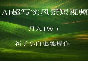 AI超写实风景短视频,月入1w,新手小白都能操作-中创网_专注互联网创业,项目资源整合-心诚资源网