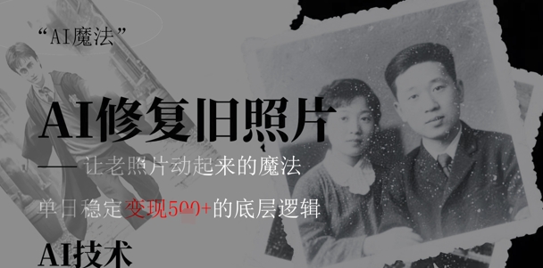 AI 魔法：让泛黄旧照变成朋友圈爆款视频，私域转化率提升50%，单日变现5张-中创网_专注互联网创业,项目资源整合-心诚资源网