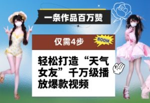 一条著作上百万赞! 仅需4步,让你拥有“气温女朋友”上千万播放视频爆款短视频-中创网_专注互联网创业,项目资源整合-心诚资源网