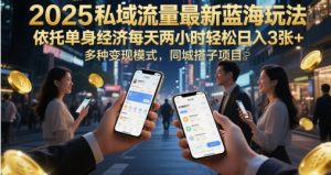 2025私域流量池全新瀚海游戏玩法,借助单身经济每日两个小时轻轻松松日入3张 ,多种多样变现方式,同城网搭单项工程-中创网_专注互联网创业,项目资源整合-心诚资源网