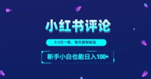 小红书的评论区留言：一条0.5元，每日拷贝，新手入门也可以日入1张-中创网_专注互联网创业,项目资源整合-心诚资源网