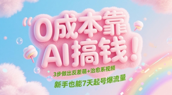 0成本费靠AI弄钱！3步作出反差 治愈系动漫短视频，初学者也可以7天养号爆总流量-中创网_专注互联网创业,项目资源整合-心诚资源网