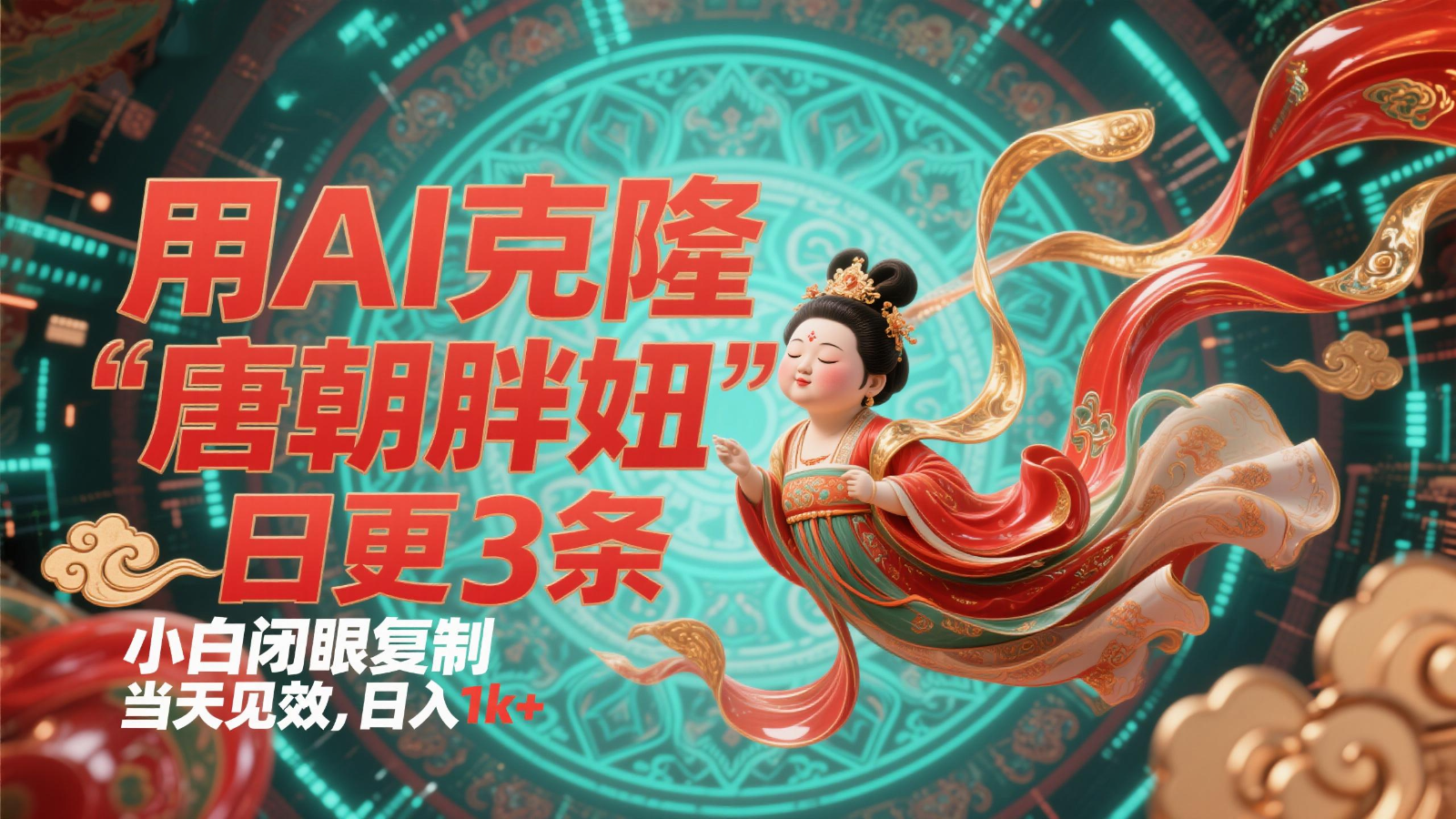用AI复制“唐代肥妞”日更3条，服务平台玩命拉流，新手闭上眼拷贝，当日奏效，日入1k-中创网_专注互联网创业,项目资源整合-心诚资源网