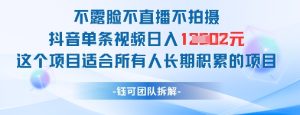 不露脸不直播不拍照抖音视频一条短视频日入1k 这样的项目适合所有人长期积累的新项目-中创网_专注互联网创业,项目资源整合-心诚资源网