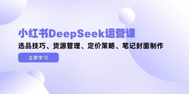 小红书的DeepSeek运营课，选款方法、一手货源管理方法、价格策略、手记封面设计-中创网_专注互联网创业,项目资源整合-心诚资源网