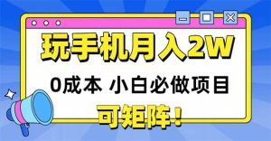 （14879期）玩玩手机月入20000 ，0成本费新手必做工程，可引流矩阵-中创网_专注互联网创业,项目资源整合-心诚资源网