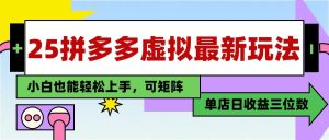 25最新拼多多虚拟电商,单店日入3位数, 小白也能快速上手,保姆级教程-中创网_专注互联网创业,项目资源整合-心诚资源网