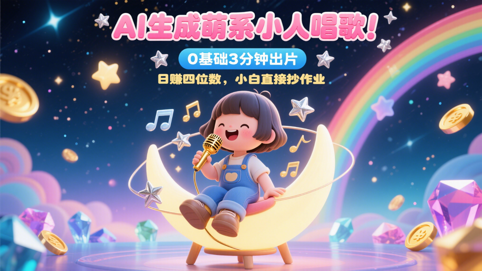 AI形成呆萌奸险小人喝歌！0基本3min出菲林，28个作品增粉9万，日赚四位数，新手立即写作业-中创网_专注互联网创业,项目资源整合-心诚资源网