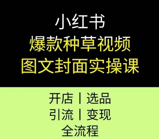 小红书爆款种草视频图文封面实操课，开店、选品、引流、变现全流程-中创网_专注互联网创业,项目资源整合-心诚资源网