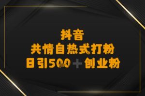日引500+创业粉,抖音共情自热式打粉-中创网_专注互联网创业,项目资源整合-心诚资源网
