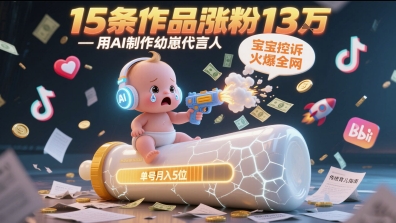 用AI制作幼崽代言人，宝宝的控诉火爆全网，15条作品涨粉13W，单号月入5位数实操教程-中创网_专注互联网创业,项目资源整合-心诚资源网