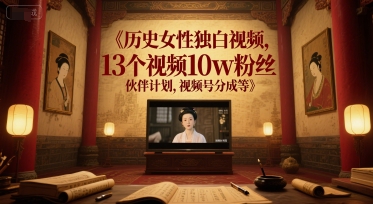 历史女性独白视频，13个视频10w粉丝，伙伴计划，视频号分成等-中创网_专注互联网创业,项目资源整合-心诚资源网