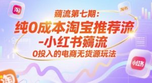 薅流第七期：纯0成本淘宝推荐流-小红书薅流最新版目，0投入的电商无货源玩法（附赠往期）-中创网_专注互联网创业,项目资源整合-心诚资源网