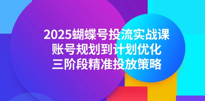 （14987期）2025彩蝶号投流实战演练课，账户规划到方案提升，三阶段精准推送对策-中创网_专注互联网创业,项目资源整合-心诚资源网