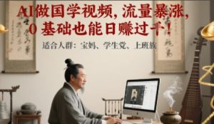 AI做国学视频,流量暴涨 ,0 基础也能日入多张-中创网_专注互联网创业,项目资源整合-心诚资源网